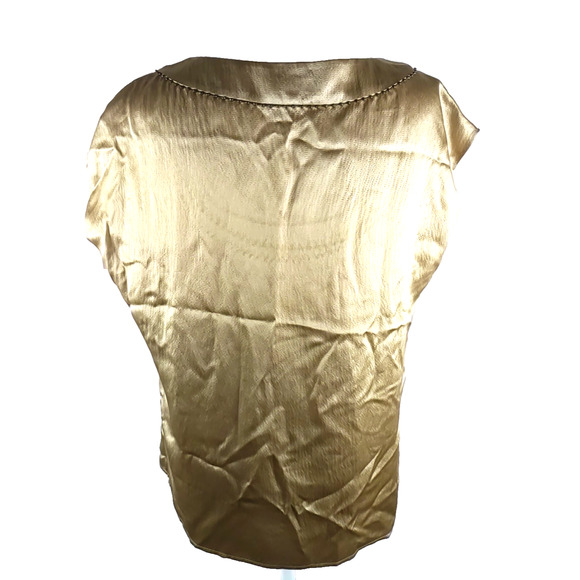 Talbot's Women's Sleeveless Top Size 10 Tan/Gold 100% Silk Beaded Pleats - Picture 5 of 9
